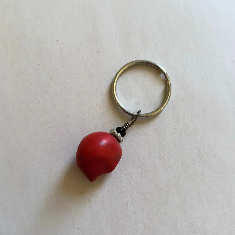 Red Halloween Mini Skull Keychain Key Ring Handmade Accessories